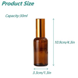Doromy 6Packs 30ml/1Oz Amber Glass Spray Bottles For Essential Oils Refillable Fine Mist Liquid Containers Mini Travel Glass Atomizer Bottles for Cleaning Perfume Essential Oils