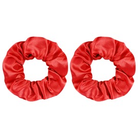 Satin Red Scrunchies 2 Pcs Hair Ties Scrunchies for Women Girls Hair Accessories Elastic Hair Ponytail Holder