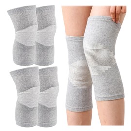 ZHYUAN 2 Pairs of 4 Bamboo Knee Support with Compression, Knee Support for Men and Women, Sports Knee Pads, Compression Bandage Knee, Compression Knee Support for Volleyball, Training, Knee Brace