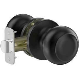 hornbill Front Door Knob,Black Closet Door Knobs Passage Door Knob Set, Interior Door Knob, Hallway and Closet Keyless Door Knob