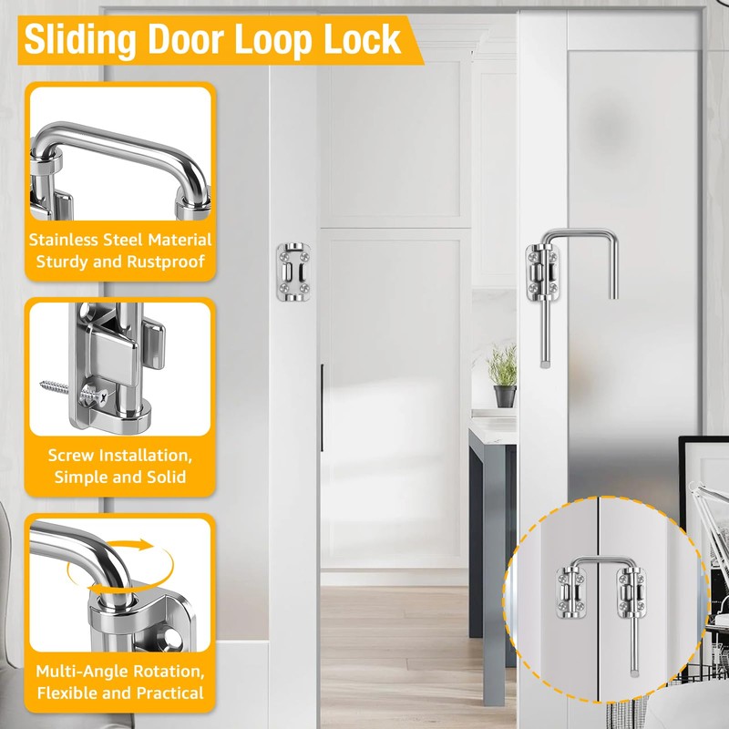 Sliding Door Loop Lock, Stainless Steel Home Security U Patio