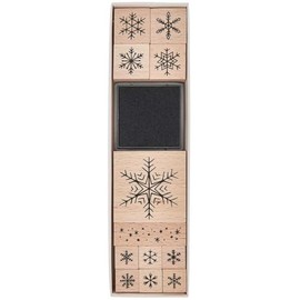 Rico Design Snowflake Stamp Set 12 Stamps with Ink Pad
