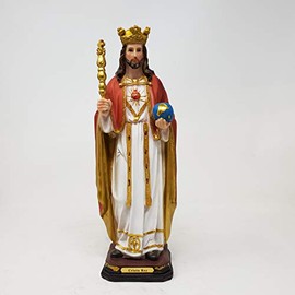 miSantuario Cristo Rey, Christ The King Statue 12" Inches Tall Catholic Figurine Made of Resin