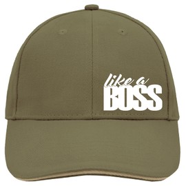 Huuraa Cappy Hat Like a Boss Saying Gift Like a Boss Gift Idea, Olive/Beige, Unit size