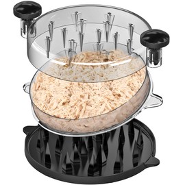 Upgraded Chicken Shredder Tool Twist, Professional Visible Meat Shredder Machine with Removable Plate,Transparent Cover, Ergonomic Handle, Anti-Slip Chicken Grinder, Dishwasher Safe (black) (Black)