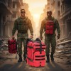 Red Unisex Tactical Backpack Polyester Water Resistant Molle System Adjustable