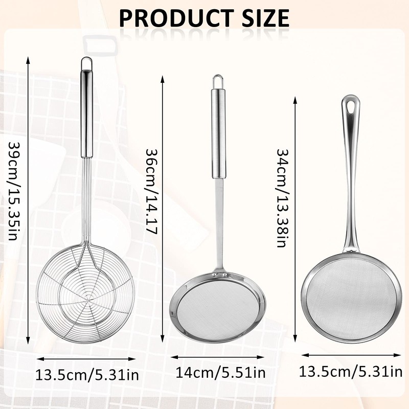 Shappy 3 Pieces Spider Strainer Skimmer Spoon Set, Stainless Steel