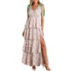 Wenrine Womens Summer Floral Maxi Dress Tie Strap Sleeveless V