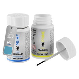 MG PRIME Autolack Lackstift Set für Citroen KMY Bleu Lucia Nacre Metallic/Lucia Blau Metallic Basislack Klarlack je 50ml