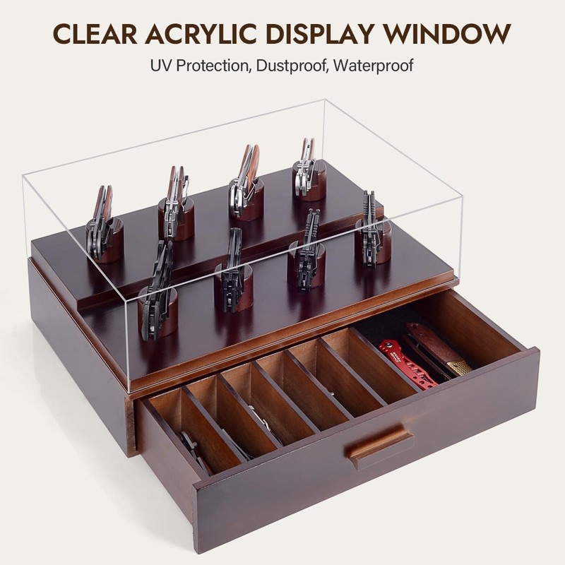 ULTRGEE Knife Display Case, Pocket Knife Collection Display Holder, Folding