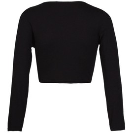 FASHION MY LOVE Womens Long Full Sleeves Ladies Stretch Bolero Cropped Cardigan Front Tie Knot Shrug Top Women's Plain Bolero Front Tie Knot Shrug - Ladies Long Sleeve Cropped Cardigan Top Black