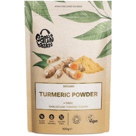 Earth's Basket Organic Turmeric Powder - 100% Pure Curcuma Longa, Curcumin Content, Certified Organic & Vegan - 100g for Cooking, Smoothies & Wellness