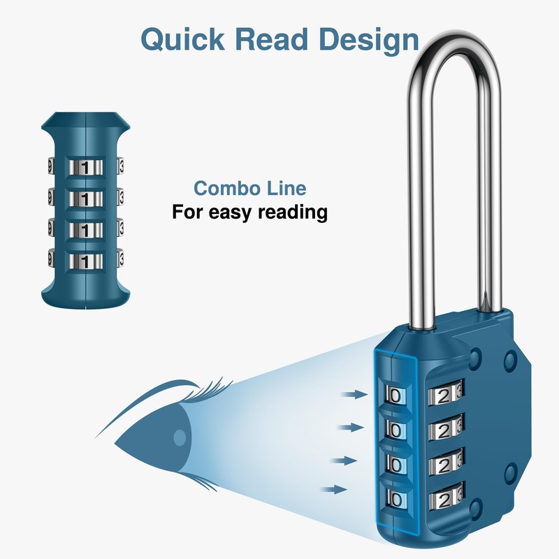 Puroma 2 Pack 2.6 Inch Long Shackle Combination Lock 4
