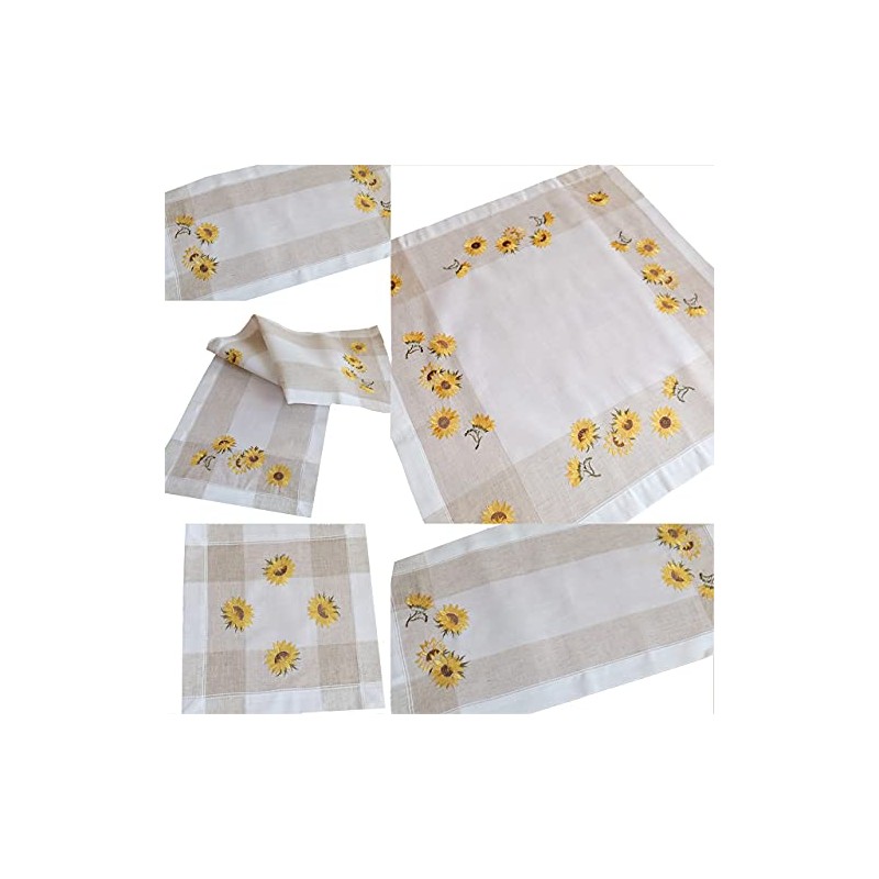 Table Runner 40 x 90 cm Ecru Beige / Colourful