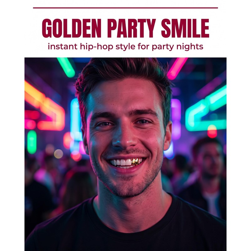 LEPJOS Grillz Teeth 2 Pack - Universal Gold Grillz with