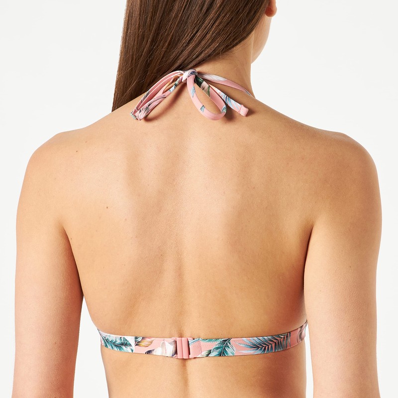 ESPRIT Recycled: Tropical Print Halter Neck, Light Khaki(printed Blue)