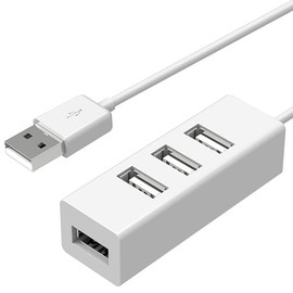 Tunghey USB 2.0 Hub, 4-Port Adapter, USB Extender for Laptop, PC, MacBook, Mac Pro, Mac Mini, iMac, Surface Pro and More (White 15cm)
