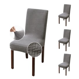 Genina Dining Chair Covers Set of 4 - Stretch Slipcovers for Kitchen Parsons Chairs, Gray