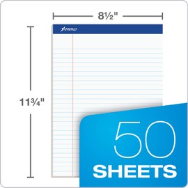 Ampad 20320 Perforated Writing Pad, 8 1/2 x 11 3/4, White, 50 Sheets (Pack of 12)