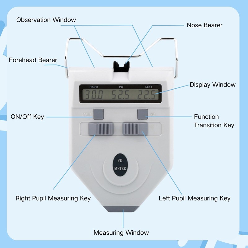 Optical Digital Pupilometer with Memory Function, LCD Display Pupillary Distance