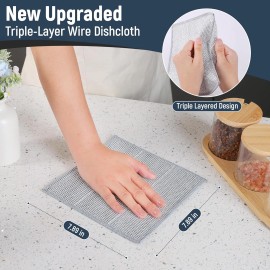 CJACJA 15 Pack 3-Layer Non-Scratch Dish Cloths Steel Wool Scrubber Rags Pans & Cookware