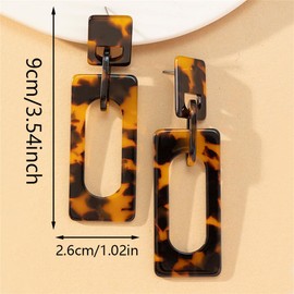 Boho Lightweight Retro Simple Acrylic Splicing Rectangle Earrings for Women Creative Exaggerated Statement Dangle Drop Earrings Jewelry (Tortoiseshell color)
