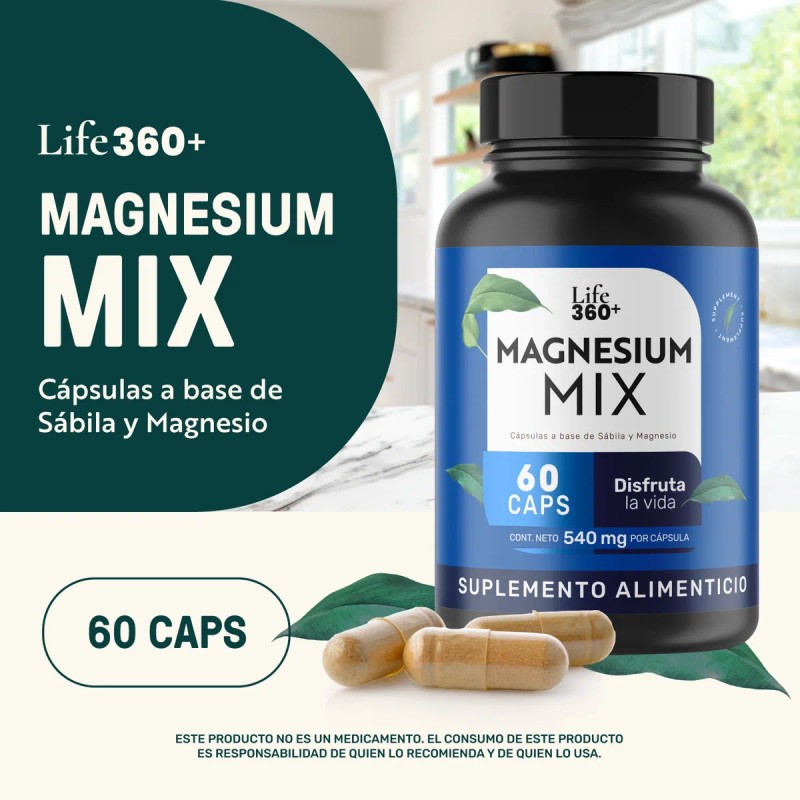 Magnesio Mix 60caps Citrato Y Glicinato De Magnesio Life360 Sabor