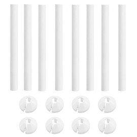 8 PCS Radiator Pipe Covers and Pipe Collars, White 210mm X 15mm Thickened Radiator Sleeves, 15mm Plastic Snap on Radiator Caps, Ideal for Hiding Unsightly Pipes and Enhancing Home Decor.