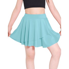 Hvididan Girls Tennis Skirts Size 13-14 Layered Ruffle Athletic Skorts with Pocket Butterfly Flowy Skorts for Girls Kids Teens Toddler, Blue