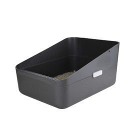 Sfozstra Cats Litter Box Low: Open Sifting Design -Tracking Space Saving - Grey Small Litter Box for Kittens up to 8 lbs