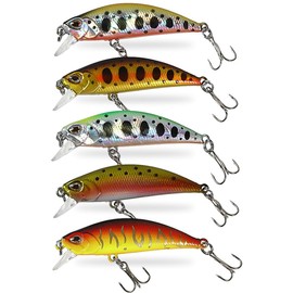 Night Army Fishing Gear 0.2 oz (5 g) Trout Minnow 5 Colors Lure Set Heavy Sinking Type Stream Embankment Light Game (Trout Color)