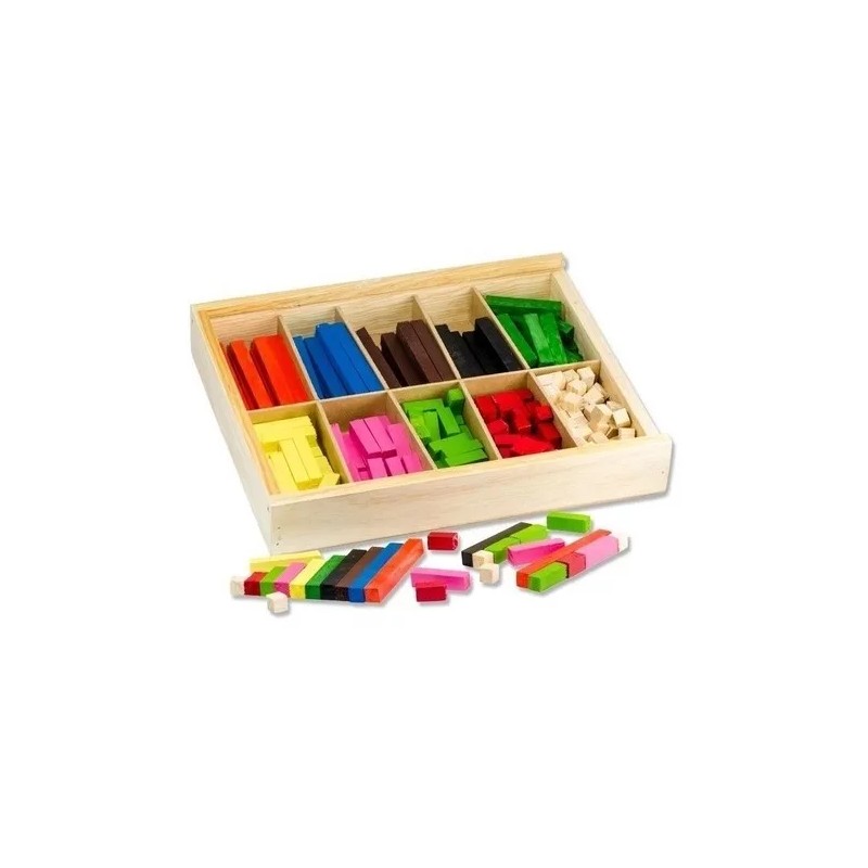 Castillo Didáctico 4 Cajas De Regletas Matemáticas Lisas De Madera,
