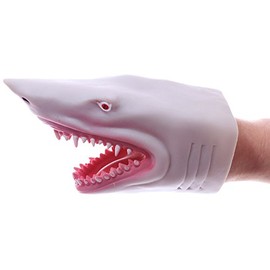 Puckator Shark Head Hand Puppet Shark Themed - Hand Puppet - Finger Hands - Shark Toys For Boys And Girls - Small White Shark Hands - Finger Monsters - Imaginative Play
