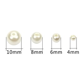 TOAOB 390pcs Glass Pearl Beads Ivory Craft Pearl Beads with Holes 4mm 6mm 8mm 10mm Round Imitation Pearls Loose Spacer Beading Supplies for DIY Jewelry Making Necklaces Bracelets Earrings