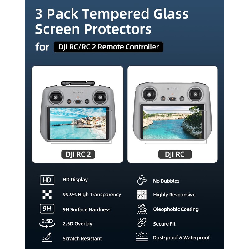 LKTOP 3 Pack Screen Protector for DJI RC Controller Accessories,
