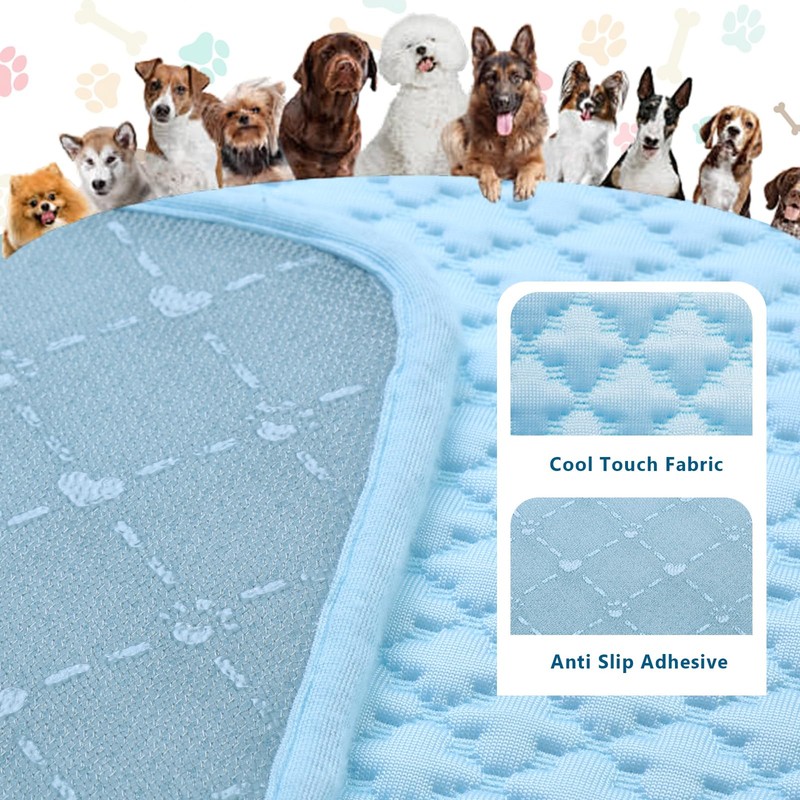 Dog Cooling Mat 2.0, Blue,Thick Long-lasting Cooling Mat for Dogs,