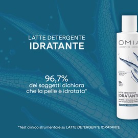 Omia Idrophilia, Latte Detergente Idratante Viso, Deterge Delicatamente, Strucca e Idrata Viso e Occhi, Ideale per Uso Quotidiano, Formula Vegana, 200 ml