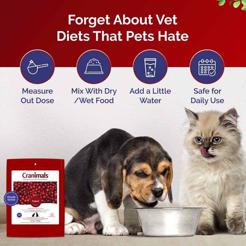 Cranimals Organic Cranberry Cat and Dog Supplement, Prevents UTIs, Incontinence