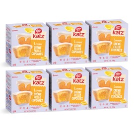 Katz Gluten Free Lemon Creme Filled Cupcakes. Free of Dairy, Peanuts, Tree Nuts, and Sesame. Kosher Snack, 7oz (6Pk)