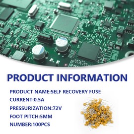 Innfeeltech 100pcs 0.5A 72V PPTC Resettable Fuse XF050 for Experiment and DIY Project