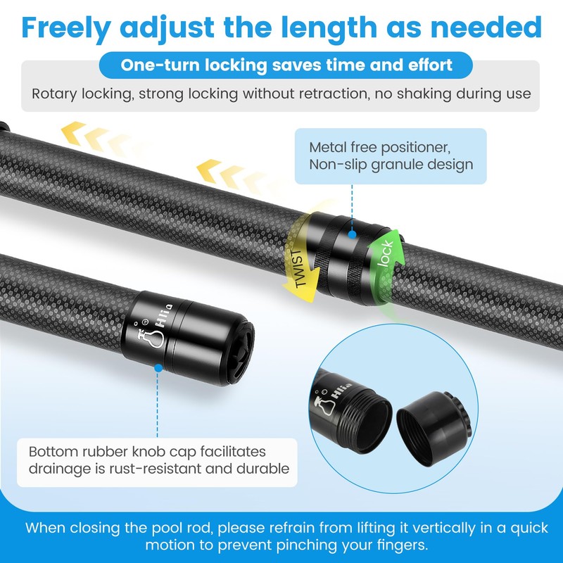 15 FT Pool Pole Carbon Fiber, Swimming Carbon Fiber Pool