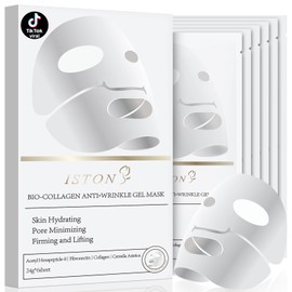 ISTON 6 Pack Bio-Collagen Real Deep Anti Wrinkle Lifting Mask,Overnight Hydrating Face Mask for All Skin Types -Pore Minimizing,Elasticity Enhancing,Firming,Moisturizing