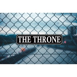 The Throne Sign Funny Bathroom Restroom Toilet El Bano Rustic Man Cave Vintage Novelty Street Farm House Garage Wall Decor Metal Sign Black 16 x 4 Inch