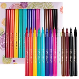 Matte Eyeliner Set, 13 Pieces, 12 Colours, Eyeliner Make-Up Set, Waterproof, Smudge-Proof, Durable, Colourful Eyeliner for Eyes, Make-Up, Daily Use