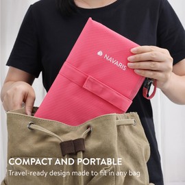 Navaris Nappy Bag for on the Go - Changing Mat on the Go - Washable Changing Mat - Changing Mat for On the Go Washable - Baby Changing Mat - Coral