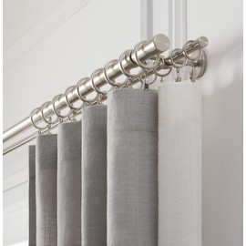 Cambria® Designer Series - Premium 3.5 foot Custom Double Curtain Rod - 1-1/8 inch Large Diameter - Non-Adjustable for a Seamless Look - Premium Designer Brackets and End Caps - Brushed Nickel Finish