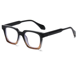 YAMEIZE Square Blue Light Filter Glasses for Women Men Blue Light Filter Computer Glasses Retro Square Frame Anti Blue Light Glasses for Mobile Phones Computer and TV, black brown