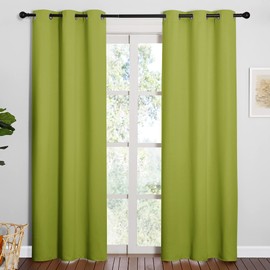 NICETOWN Window Treatment Thermal Insulated Solid Grommet Blackout Curtains/Drapes for Bedroom (2-Pack, 42 by 84 Long, Fresh Green)