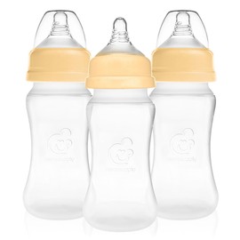 Nenesupply Silicone Baby Bottles Newborn Feeding Bottles Slow Flow Breastfeeding Bottle for Breastfed Babies Wide Neck 8oz Anti Colic Level 2 Nipple for 1+ Month Infant Replace Spectra Bottle Pumping