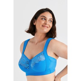 Miss Mary of Sweden Lovely Lace Cotton Wirefree Comfort Bra, Soft Aqua